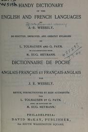 Cover of: Handy dictionary of the English and French languages by Ignaz Emanuel Wessely