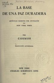Cover of: La base de una paz duradera: articulos escritos por invitación del New York Times