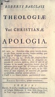 Cover of: Theologiae vere Christianae apologia.