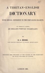 Cover of: A Tibetan-English dictionary by H. A. Jäschke