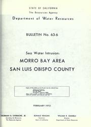 Sea water intrusion: Morro Bay area, San Luis Obispo County by California. Dept. of Water Resources.