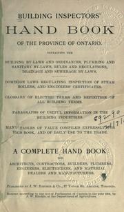 Cover of: Building inspectors' hand book of the province of Ontario. by J. W Ritchie