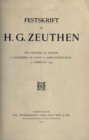 Festskrift til H.G. Zeuthen