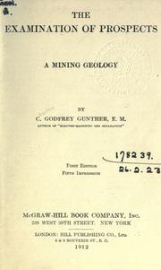 Cover of: examination of prospects: a mining geology.
