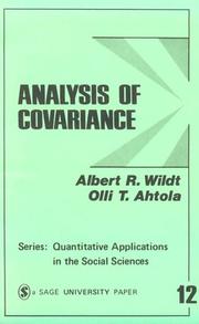 Cover of: Analysis of covariance by Albert R. Wildt