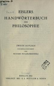 Cover of: Handwörterbuch der Philosophie by Rudolf Eisler