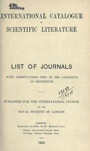 List of journals, with abbreviations used in the catalogue as references by International catalogue of scientific literature.