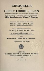 Cover of: Memorials of Henry Forbes Julian. by Hester (Pengelly) Julian