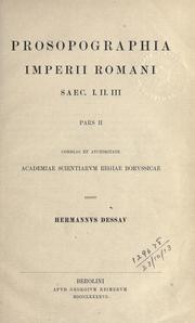 Cover of: Prosopographia imperii Romani saec. 1. 2. 3. by 