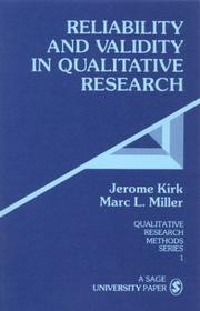 Cover of: Reliability and validity in qualitative research by Kirk, Jerome.