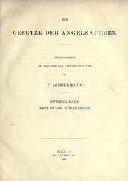 Cover of: Die Gesetze der Angelsachsen by Great Britain.