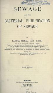 Cover of: Sewage and the bacterial purification of sewage. by Rideal, Samuel