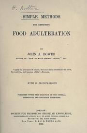 Cover of: Simple methods for detecting food adulteration