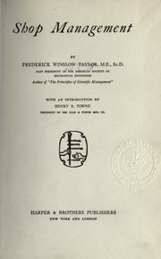 Cover of: Shop management. by Frederick Winslow Taylor