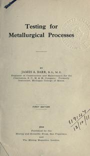 Cover of: Testing for metallurgical processes.