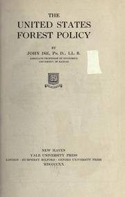 Cover of: The United States forest policy. by John Ise