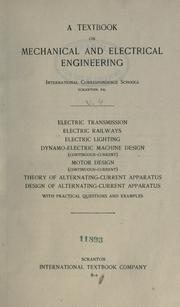 Cover of: textbook on mechanical and electrical engineering.