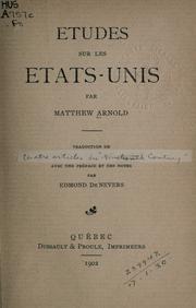 Cover of: Études sur les États-Unis by Matthew Arnold
