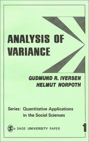 Cover of: Analysis of variance