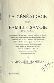 Cover of: généalogie de la famille Savoie.