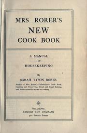 Cover of: Mrs. Rorer's new cook book: a manual of housekeeping