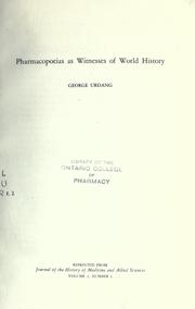 Cover of: Pharmacopoeias as witness of world history