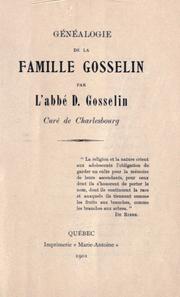 Cover of: Généalogie de la Famille Gosselin. by David Gosselin