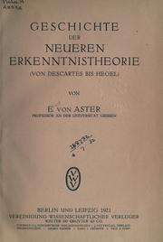 Cover of: Geschichte der neueren Erkenntnistheorie: (von Descartes bis Hegel)