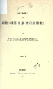 Cover of: Studien zur semitischen Religionsgeschichte by Baudissin, Wolf Wilhelm Graf von