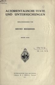 Cover of: Altorientalische Texte und Untersuchungen.