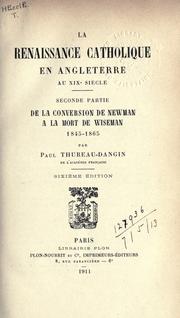 Cover of: La Renaissance Catholique en Angleterre au XIXe siècle. by Thureau-Dangin, Paul