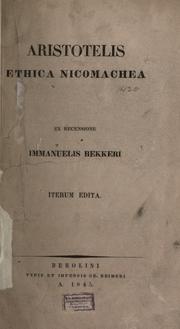 Cover of: Ethica Nicomachea. by Aristotle