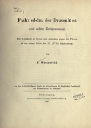 Cover of: Fachr ed-Din der Drusenfürst und seine Zeitgenossen by Ferdinand Wüstenfeld