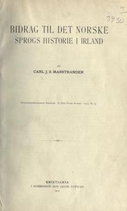Cover of: Bidrag til det norske sprogs historie i Irland.
