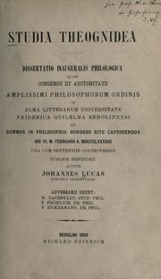 Cover of: Studia theognidea.