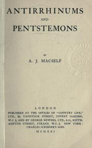 Cover of: Antirrhinums and Pentstemons.
