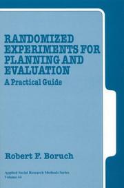 Cover of: Randomized Experiments for Planning and Evaluation | Robert F. Boruch