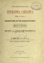 Cover of: Epigraphia carnatica.: By B. Lewis Rice, Director of Archaeological Researches in Mysore.