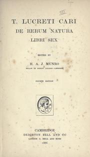 Cover of: Titi Lucreti Cari De rerum natura libri sex by Titus Lucretius Carus