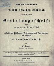 Cover of: Observationes ad Taciti annales criticae by Fr Jacob