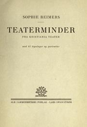 Cover of: Teaterminder fra Kristiania teater. by Sophie Reimers