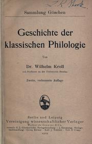 Cover of: Geschichte der Klassischen Philologie