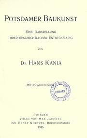 Cover of: Potsdamer Baukunst by Hans Kania