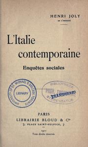 Cover of: L' Italie contemporaine: enquêtes sociales.