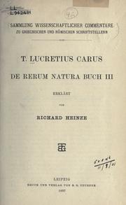 Cover of: De rerum natura Buch 3 by Titus Lucretius Carus