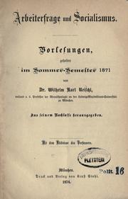 Cover of: Arbeiterfrage und Socialismus: Vorlesungen gehalten im Sommer-Semester 1871