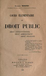 Cover of: Cours élémentaire de droit public by Georges Renard