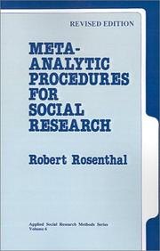 Cover of: Meta-analytic procedures for social research by Rosenthal, Robert