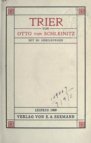 Cover of: Trier. by Otto von Schleinitz