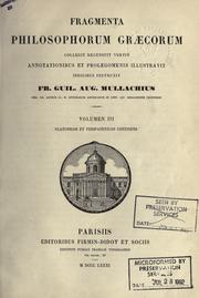 Fragmenta philosophorum graecorum by Friedrich Wilhelm August Mullach
